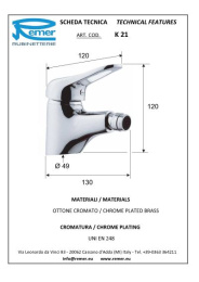 Смеситель Remer для биде RR K21