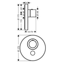Смеситель Axor ShowerSelect 36726820, термостатический, Highflow, шлифованный никель