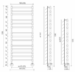 Полотенцесушитель водяной Margaroli Sole 464-14 4643714, высота 134.2 см, ширина 43 см