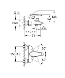 Фото Grohe Eurodisc 33390001 Смеситель для ванны (хром)