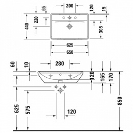 Умывальник 65 см Duravit D-Neo 2366650000, белый