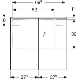 Geberit Option 500.206.00.1 Шкафчик зеркальный, 2 дверцы распашные