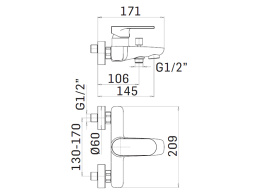 Фото Смеситель для ванны Mamoli Sadler 1602PG116021  настенный с душ.гарнитуром, хром