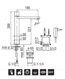 NOBILI Loop E E90128/2CR Электронный смеситель для раковины (хром)