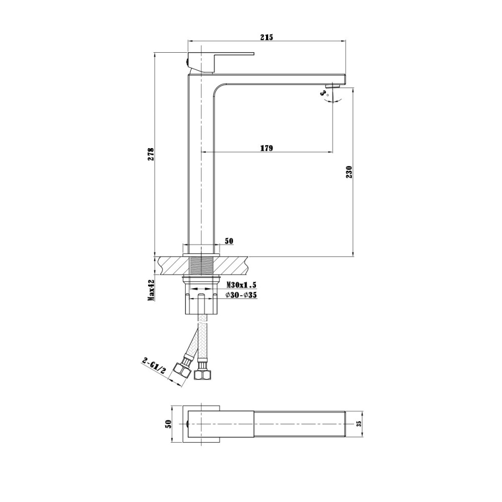 Смеситель для раковины Vincea Cube (VBF-1C02MB) черный