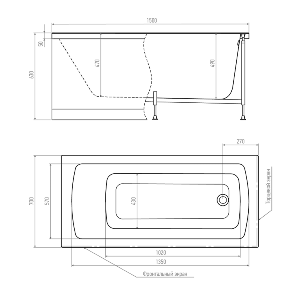Акриловая ванна 150x70 Timo (RITTA1570)