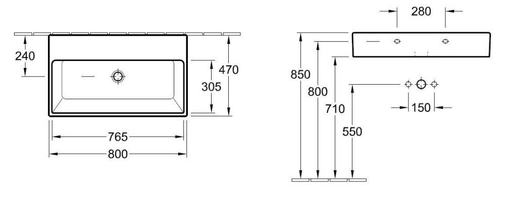 Раковина 513386R2 VILLEROY&BOCH Memento, 800х470 мм