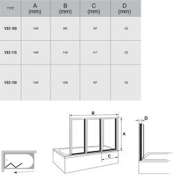 Шторка для ванны Ravak (795V0U00Z1)