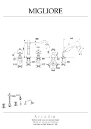 Фото Migliore Arcadia 18395 Смеситель на борт ванны, на 5 отв, золото