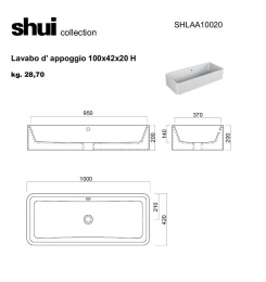 Cielo SHUI SHLAA10020 Раковина накладная на столешницу на 100 см (цвет: белый)