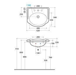 Фото Раковина подвесная Globo Paestum (PA057.BI*3) белый