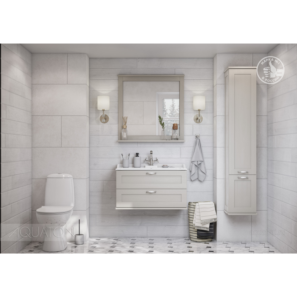 Шкаф - колонна Aquaton Леон дуб белый 1A186503LBPS0