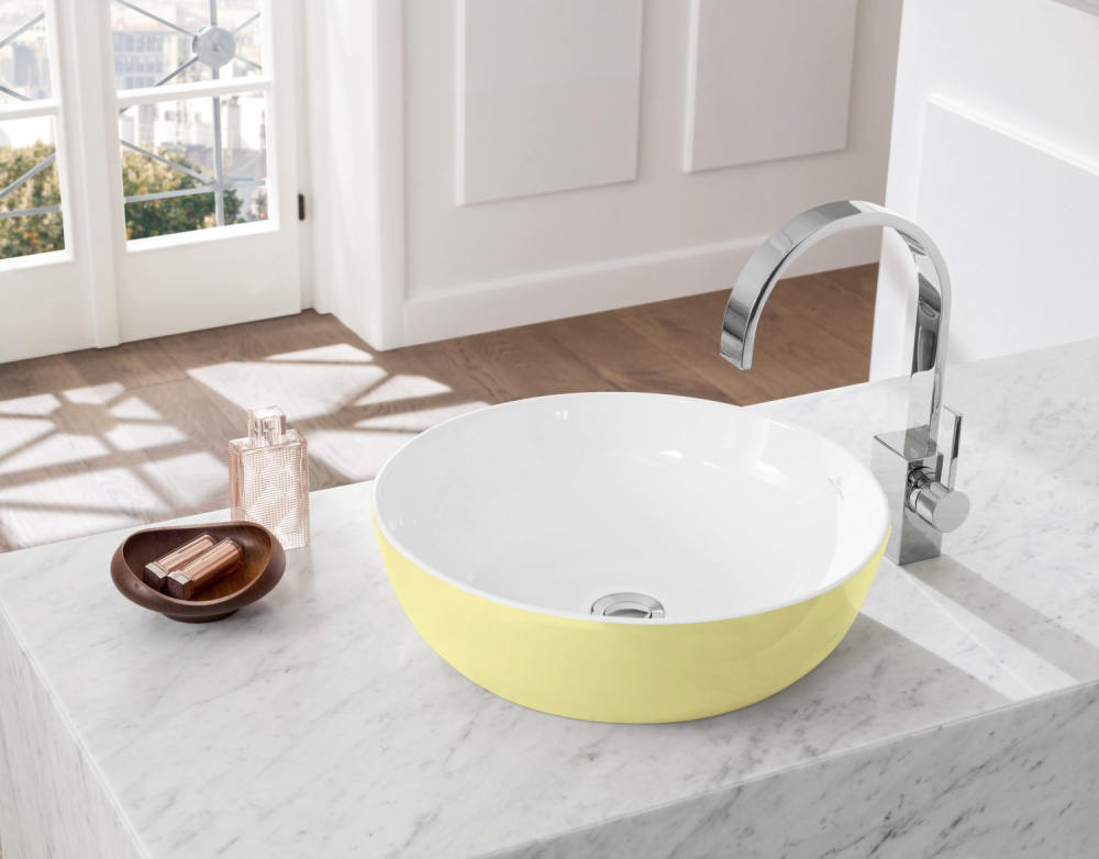 Фото Раковина накладная круглая для ванной комнаты 43 см Villeroy Boch Artis 417943BCT3 (цвет macaroon)