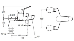Фото Смеситель Jacob Delafon Brive E75768-CP на борт ванны