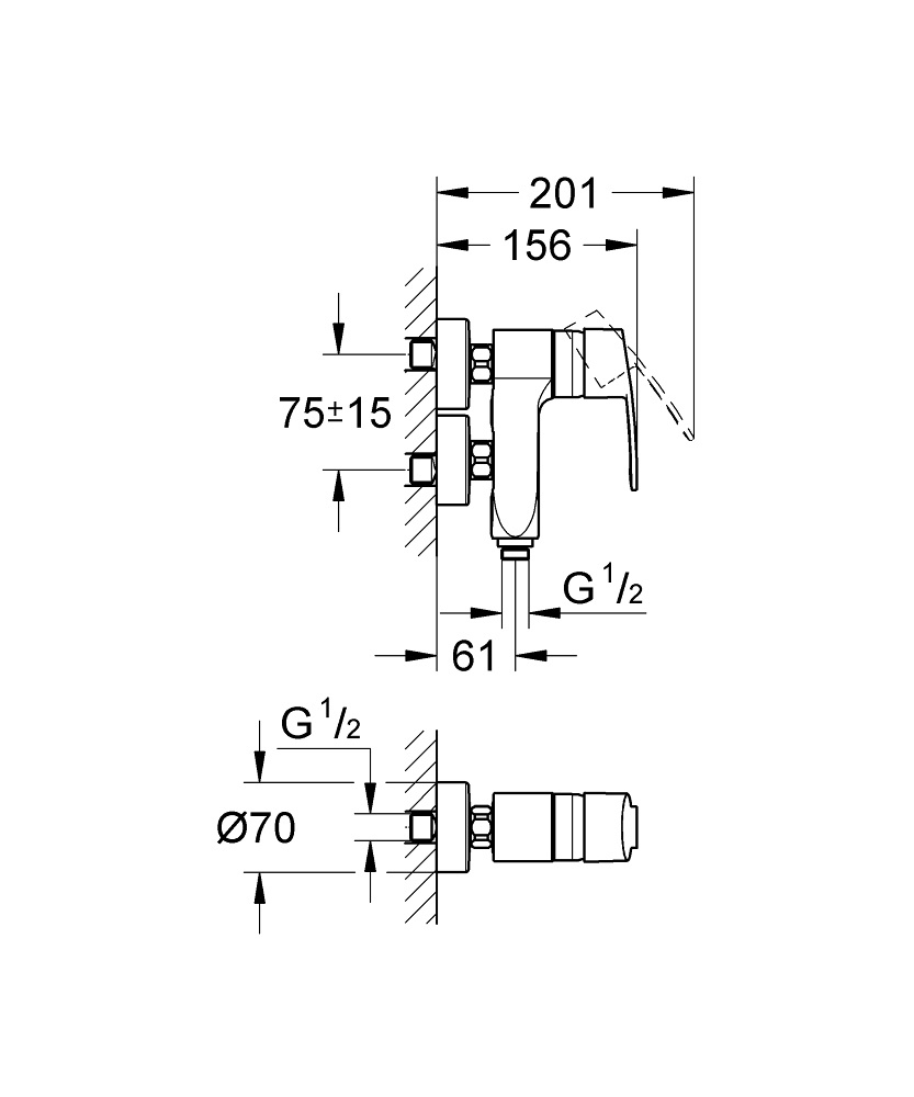 Фото Grohe Eurostyle Cosmopolitan 23300000 Смеситель для душа, с подключением шланга