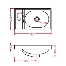 Раковина 28 см ArtCeram Piano (PNL001 01 00)