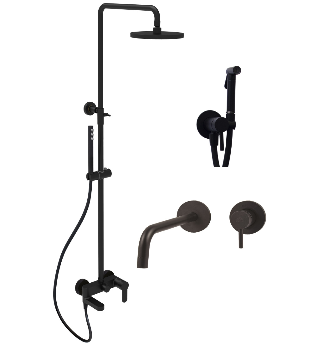 Комплект для душа Paffoni LIGHT (KITZCOL632NO006) черный матовый