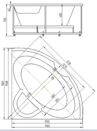 Акриловая ванна 150x150 Aquatek (POL2-0000041), Угловая