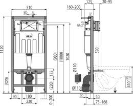 Инсталляция Alcaplast с унитазом Roca Hall 346627000, сиденье микролифт клавиша хром