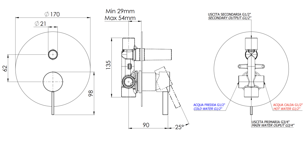 Фото Смеситель для душа Remer Metrica MC09L