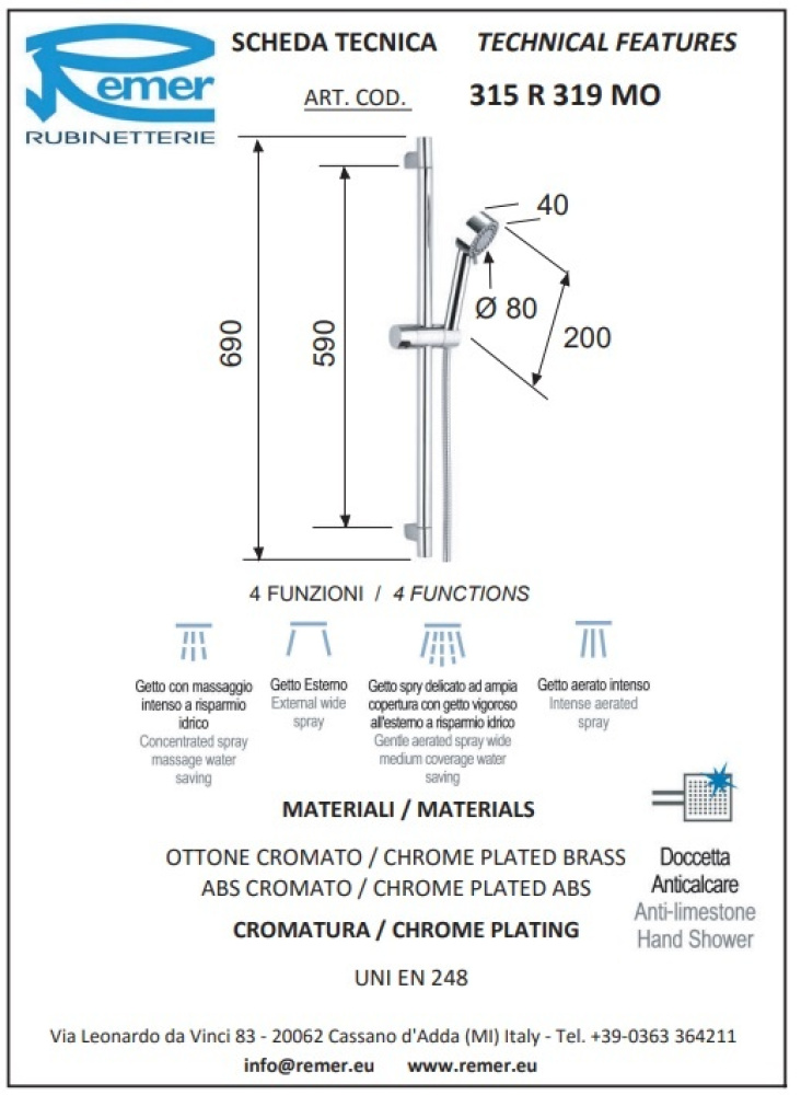 Remer Winner W0510315RHGM Набор смесителей (хром)