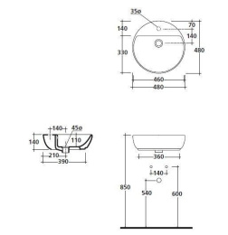 Накладная раковина 48 см Galassia XES (5203)