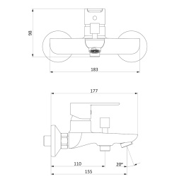RedBlu by Damixa 841000000 Origin Elegance смеситель для ванны/душа белый