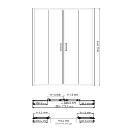 Душевая дверь WasserKRAFT Lippe 45S09 cтекло прозрачное, 170 x 190 см