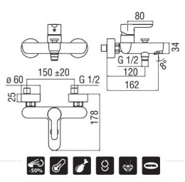 Nobili ABC AB87110/1CR Смеситель для ванны (хром)