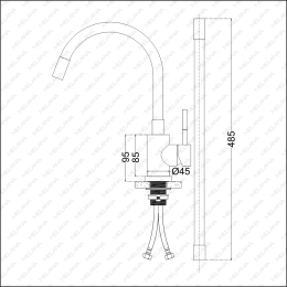 MELANA Смеситель д/кухни ELASTICO-F610401W нерж.сталь, однорычажный,гибкий излив,сатин+белый