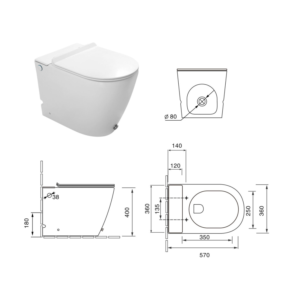 Унитаз напольный SantiLine (SL-5030MB) безободковый чёрный матовый