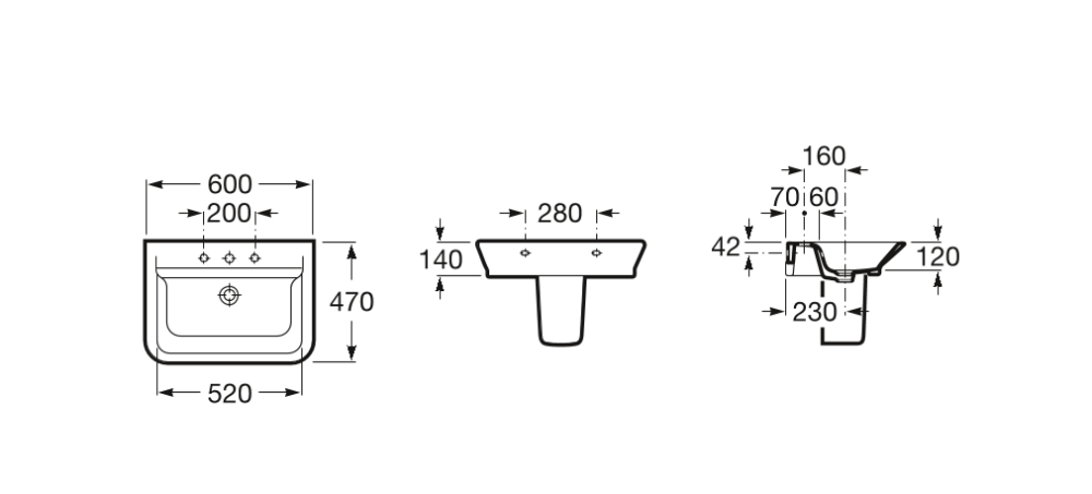Раковина 60 см Roca Gap (327474000) белый