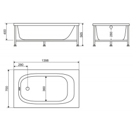 Акриловая ванна 140x70 BelBagno (BB101-140-70), прямоугольная