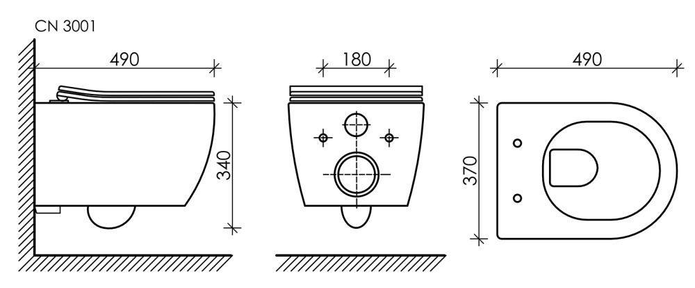 Фото Подвесной унитаз Ceramica Nova Play CN3001MB Rimless с сидением