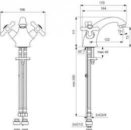 Фото Смеситель Vidima Ретро BA117LS для раковины, хром/золото