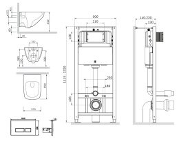 Инсталляция + унитаз + клавиша Am.Pm Inspire 2.0 (IS47001.50A1700) белый, синий