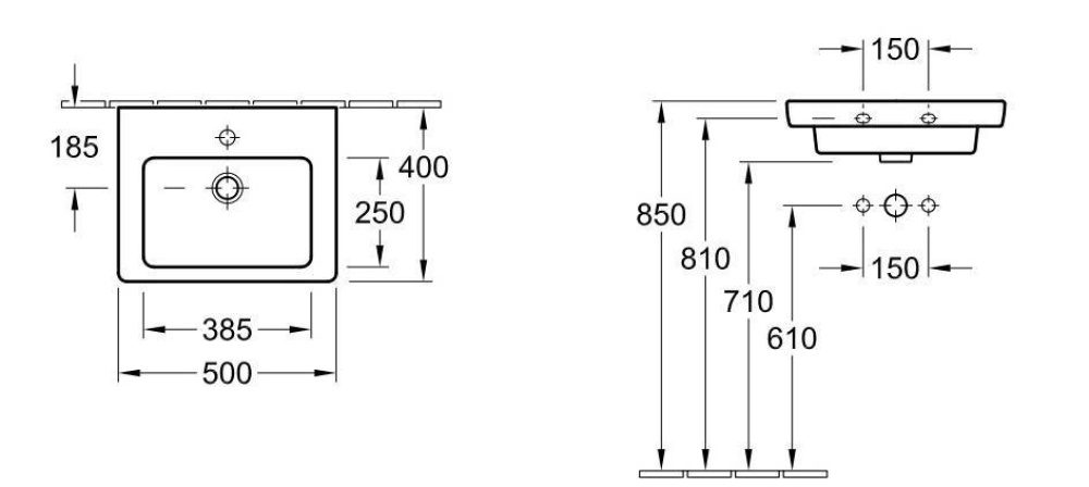 Фото Раковина компактная 73155GR2 VILLEROY&BOCH SUBWAY 2.0, 500х400 мм
