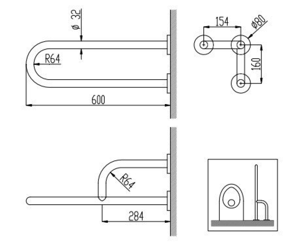 Поручень полукруглый Nofer 15047.B правый
