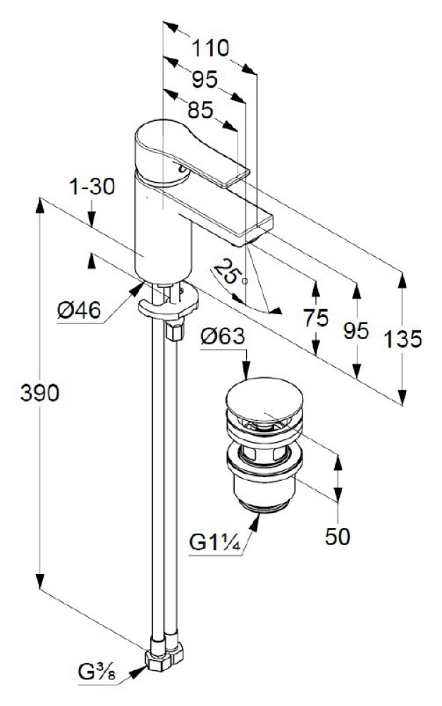 Смеситель для раковины Kludi Zenta SL (482660565) хром