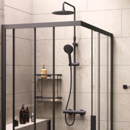 Фото Душевой уголок Am.Pm Gem S (WK93ER) с душевой системой и аксессуарами, черный