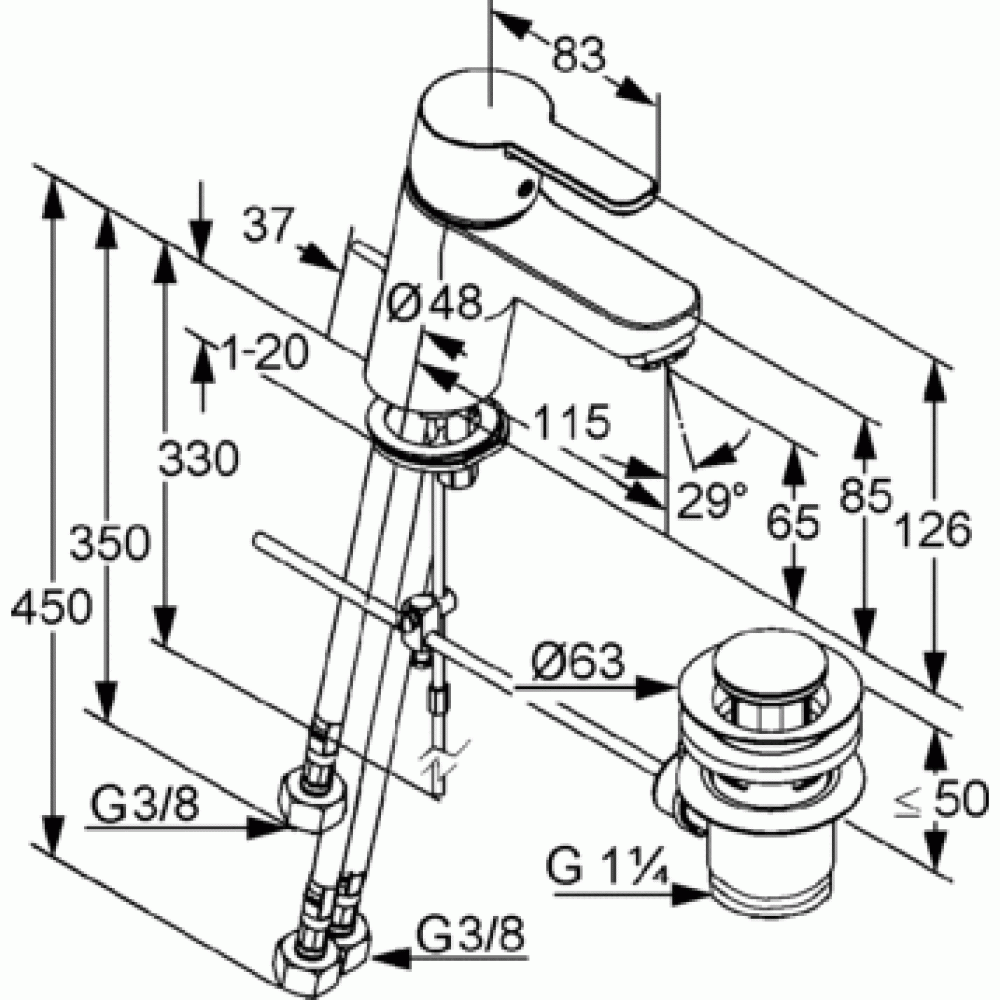 Фото Смеситель для раковины Kludi Pure&Easy (372760565) хром