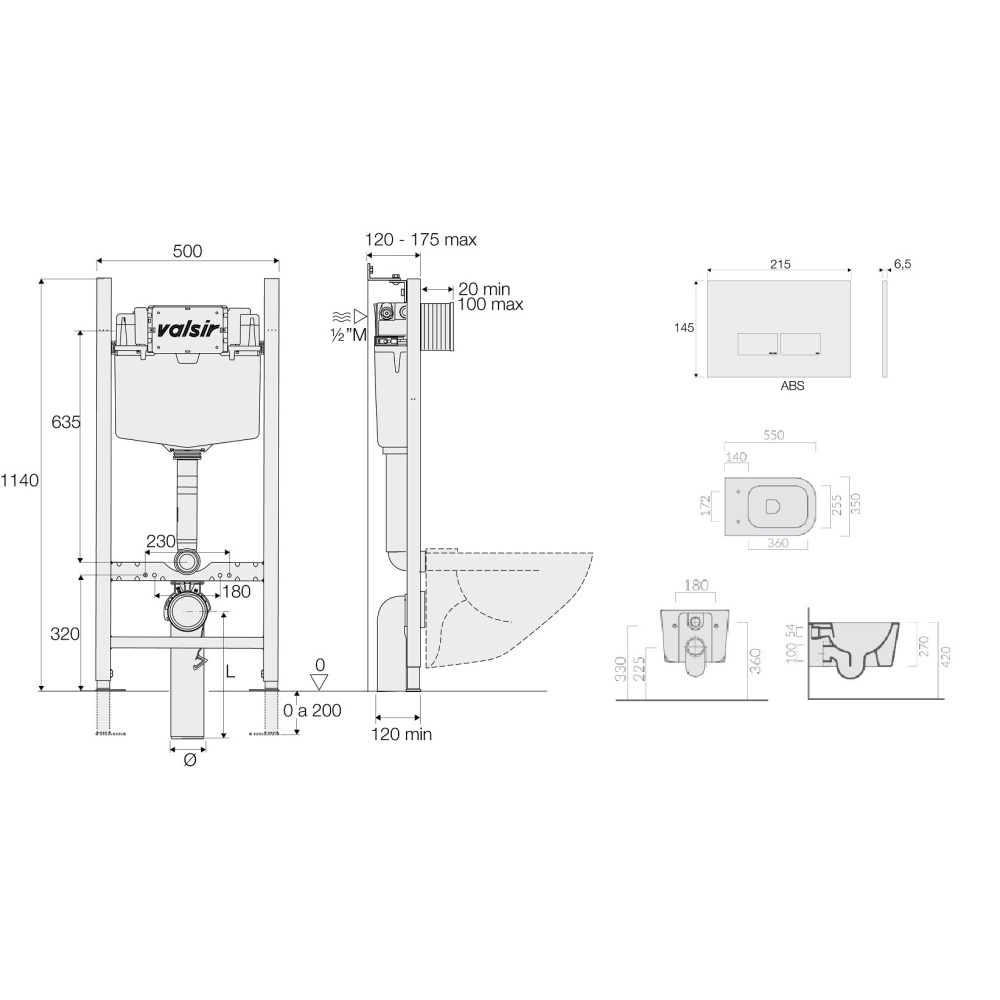 KIT VSCR 5486NEMT Slim P3 Комплект инсталляции 4 в 1, WINNER S BLOCK VS0853202, унитаз MEG11PRO 5486
