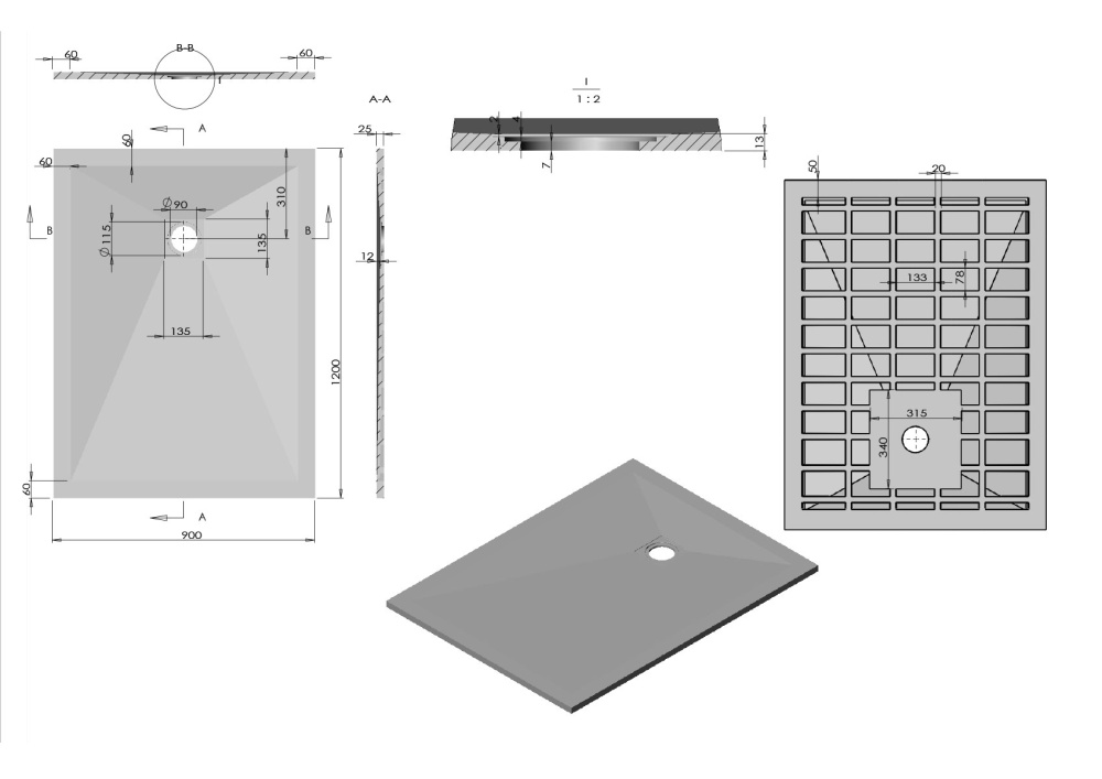 Поддон для душа Vincea (VST-4SR9012W) белый, матовый