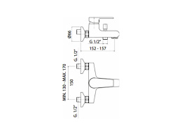 Фото Смеситель для ванны Mamoli Logos 17220000L021 настенный, Chrome