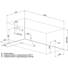 Акриловая ванна 155x70 Aquanet (00240091), прямоугольная