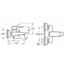 Фото Смеситель для ванны Vitra X-Line (A42324EXP) хром
