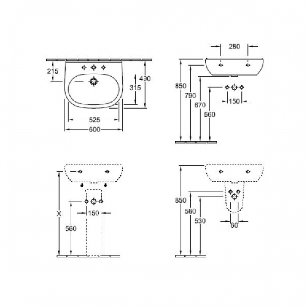 Фото Раковина VITA 71196301 VILLEROY&BOCH O'NOVO, 600х490 мм