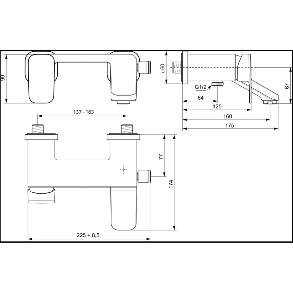 Смеситель Ideal Standard Tonic II A6338AA для ванны
