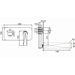 Смеситель для умывальника Boheme Venturo (385-B) черный, золото
