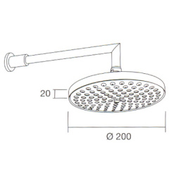 Верхний душ Верхний душ Margaroli Luxe 208, 208ST, 20х20 см, 1 режим струи, без держателя, сатин